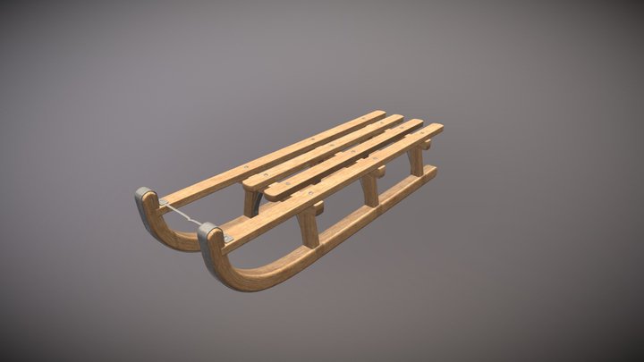 Low Poly Winter Sled 3D Model