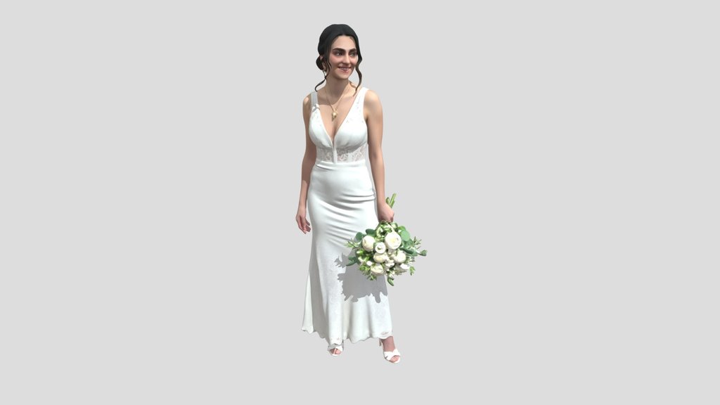 Lace Bride with Bouquet
