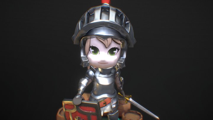 Guardian Tales Girl Knight Stylized Nendoroid 3D Model
