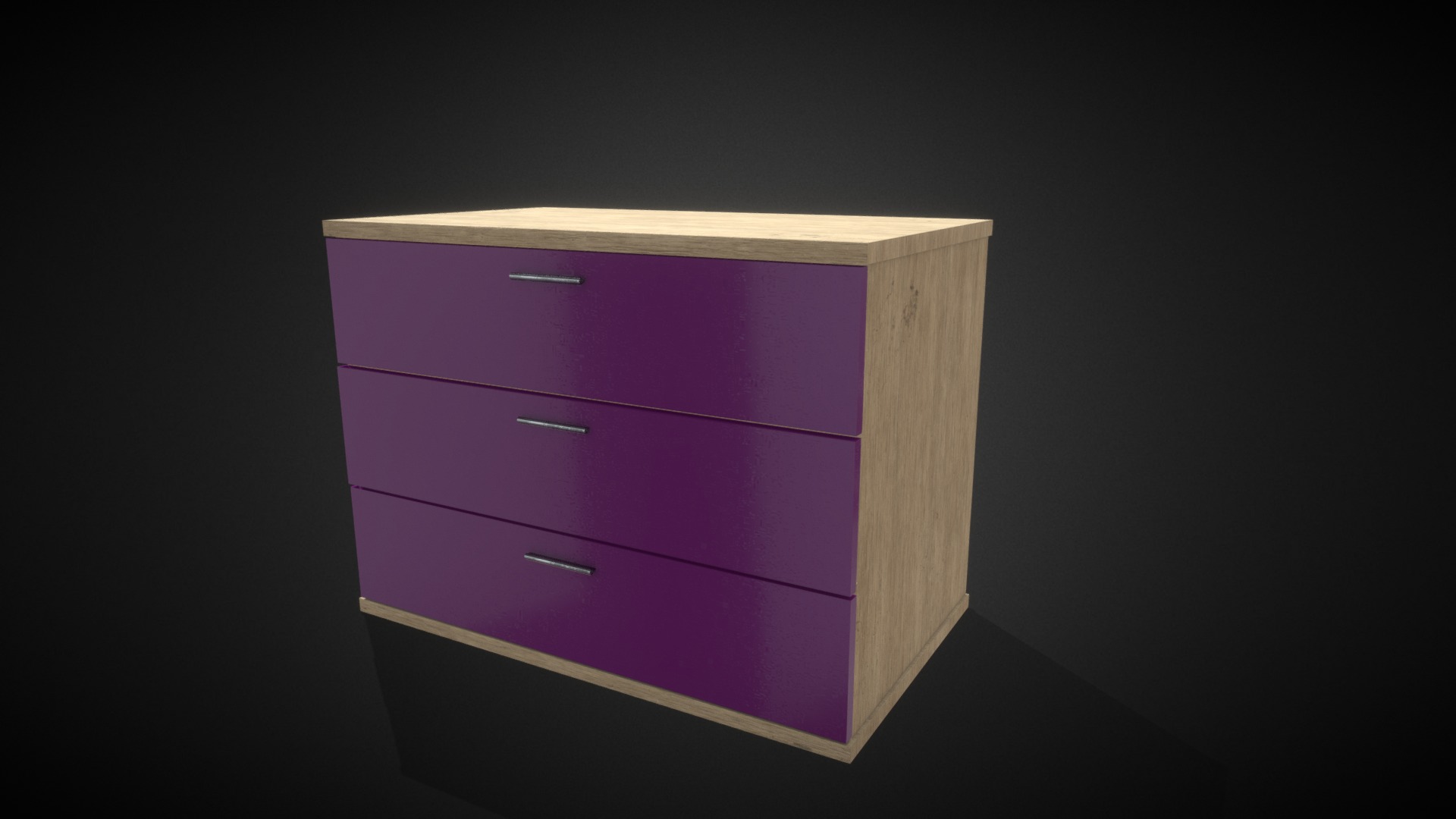 3D model Commode – Dresser - This is a 3D model of the Commode - Dresser. The 3D model is about a purple file cabinet.
