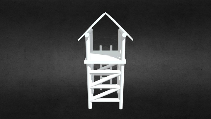 3D Wooden Watchtower Model 3D Model