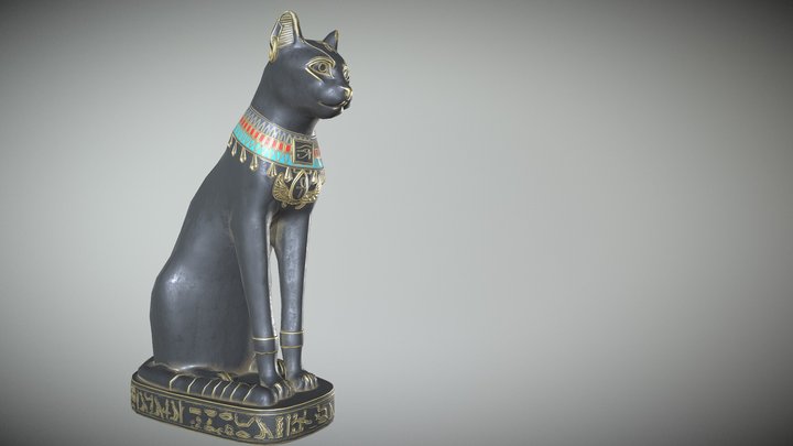 Egyptian Cat Statue 3D Model