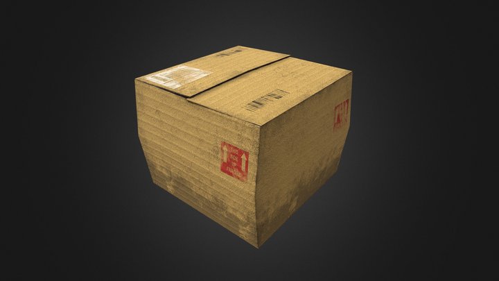 Cardboard Box Low Poly 3D Model