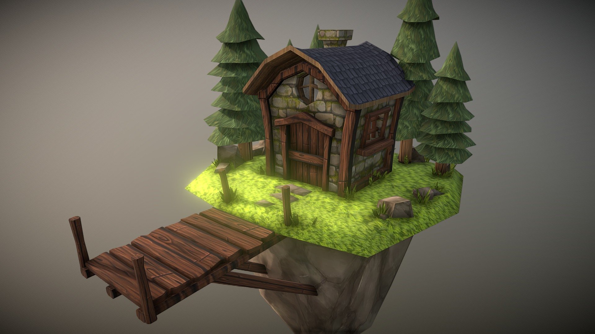 Tiny Cabin Fantasy Textured For Challenge