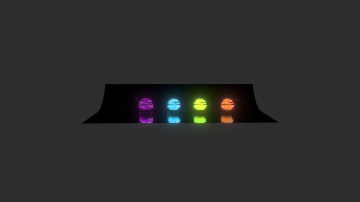 4 diferent colors of Fire Ball anime effect 3D Model