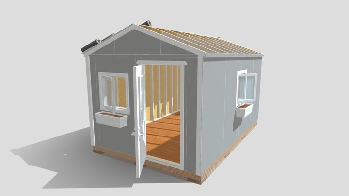 10'x16' Gable Pro with 2-31x31 Casement Windows 3D Model