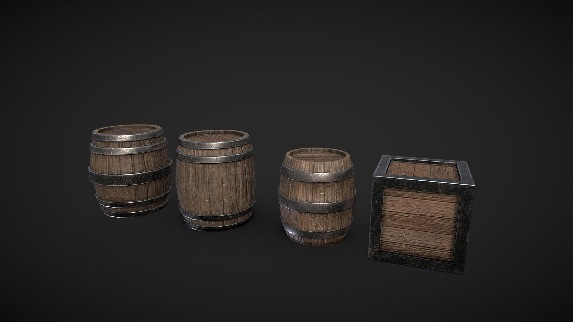 Medieval Wooden Barrel and Box - 3D model by minerva_99 [6f6c792 ...