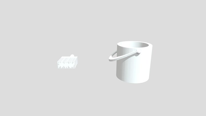 Bucket And Brush 3D Model
