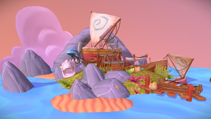 Diorama Ship 3D Model