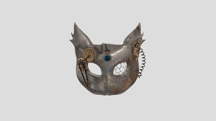 Steampunk Masquerade Cat Mask 3D Model