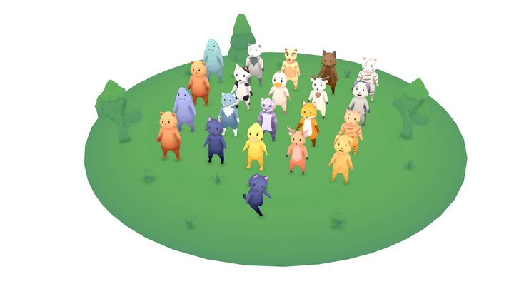 Cute Humanoid Animals Pack 3D Model