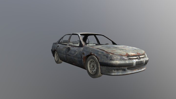 wrecked sedan 3D Model