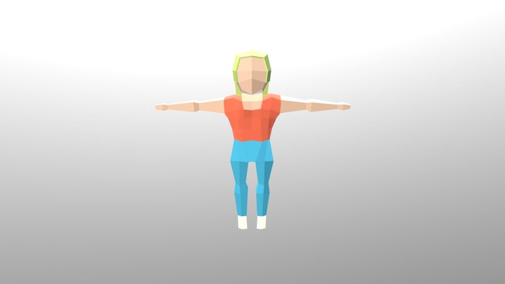 Qbe- Low Poly Blockperson with Rigs 3D Model