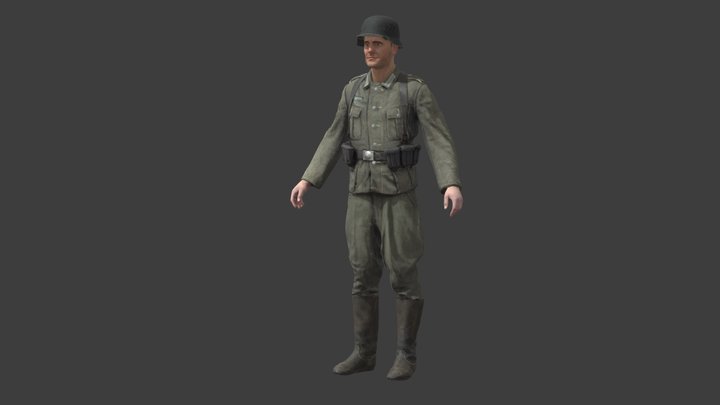 German Soldier Rig - WW2 Scanned Asset Pack 3D Model
