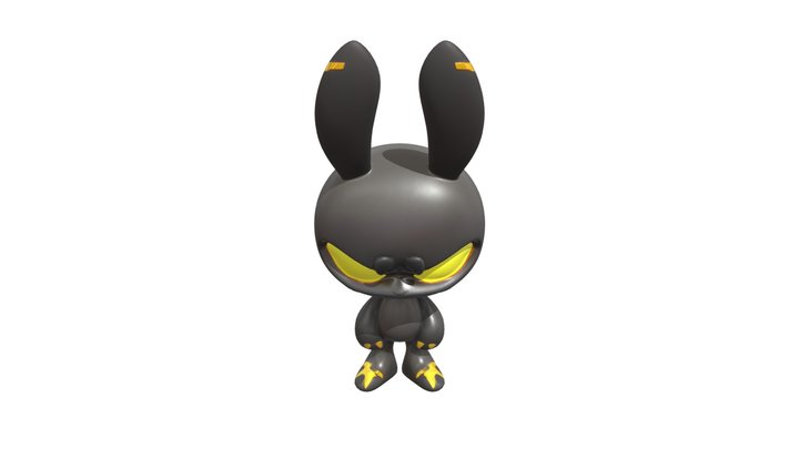 Dark rabbit-like menacing cartoon character 3D Model