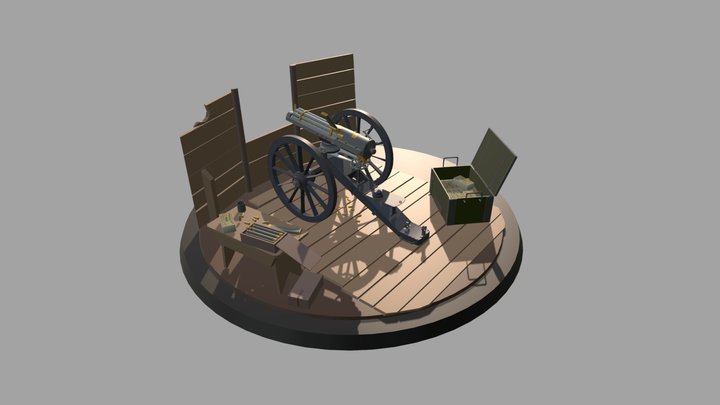 [XYZ course work] Gatling Gun scene draft 3D Model