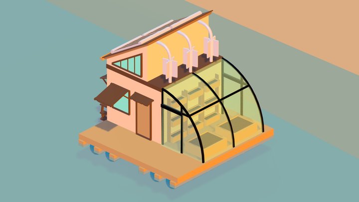 Eco Floating Cabin - Blocking 3D Model