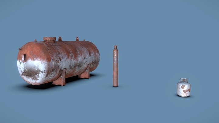 Industrial Tank Pack (Low-poly, PBR, Game Ready) 3D Model