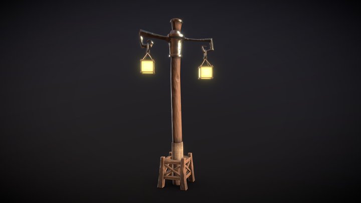 Stylized Lamppost 3D Model