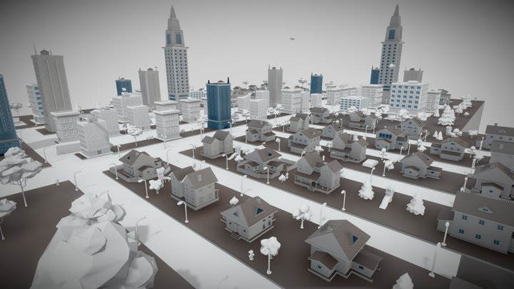 Low poly city. 3D Model