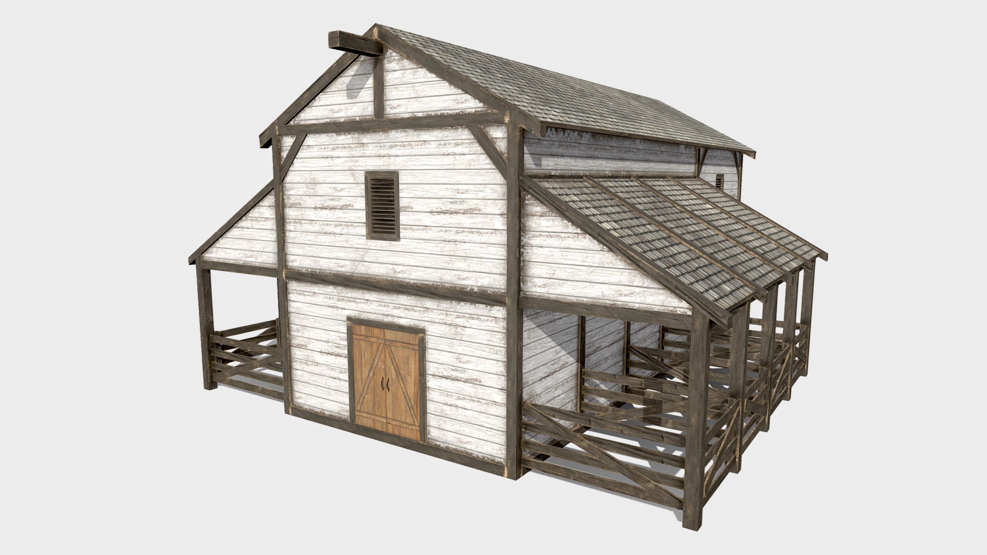 3D model Stable - This is a 3D model of the Stable. The 3D model is about a wooden house with a window.