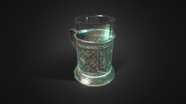 Metal CUP HOLDER v2, Ukrainian symbolic, lowpoly 3D Model