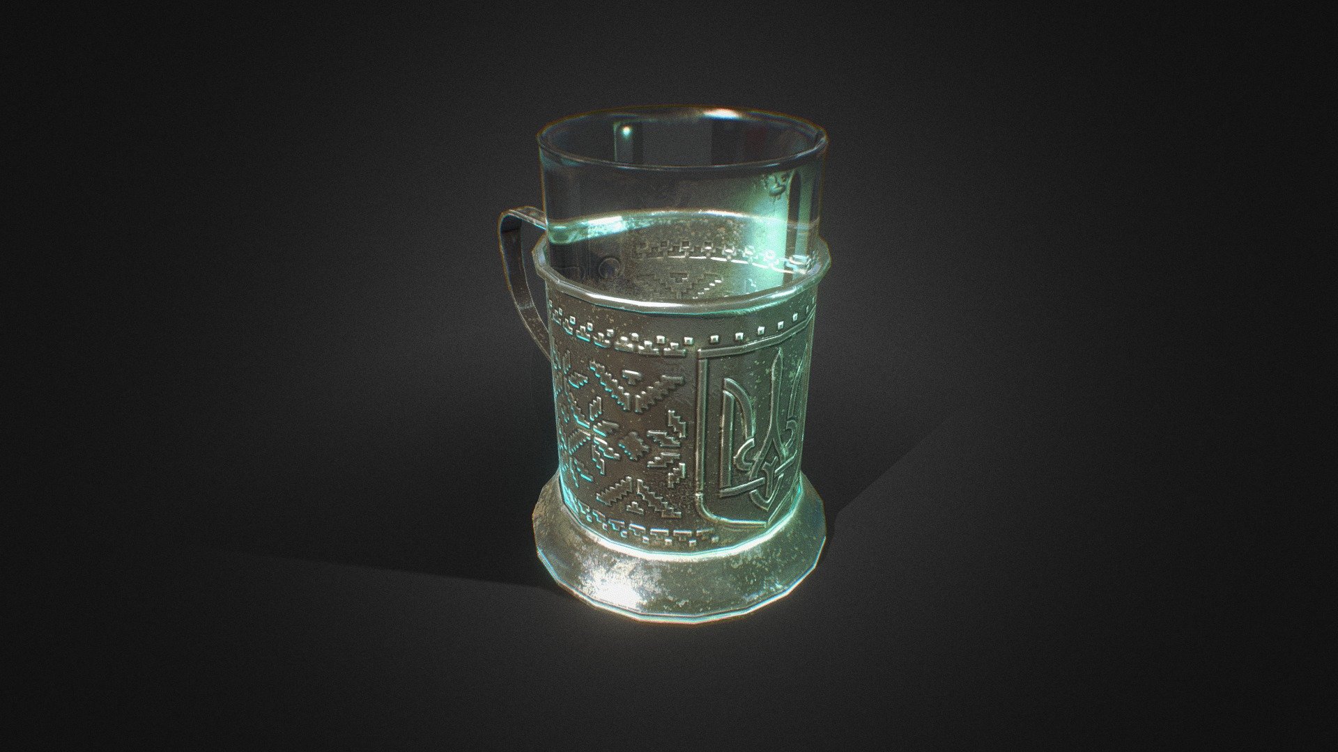Metal CUP HOLDER v2, Ukrainian symbolic, lowpoly