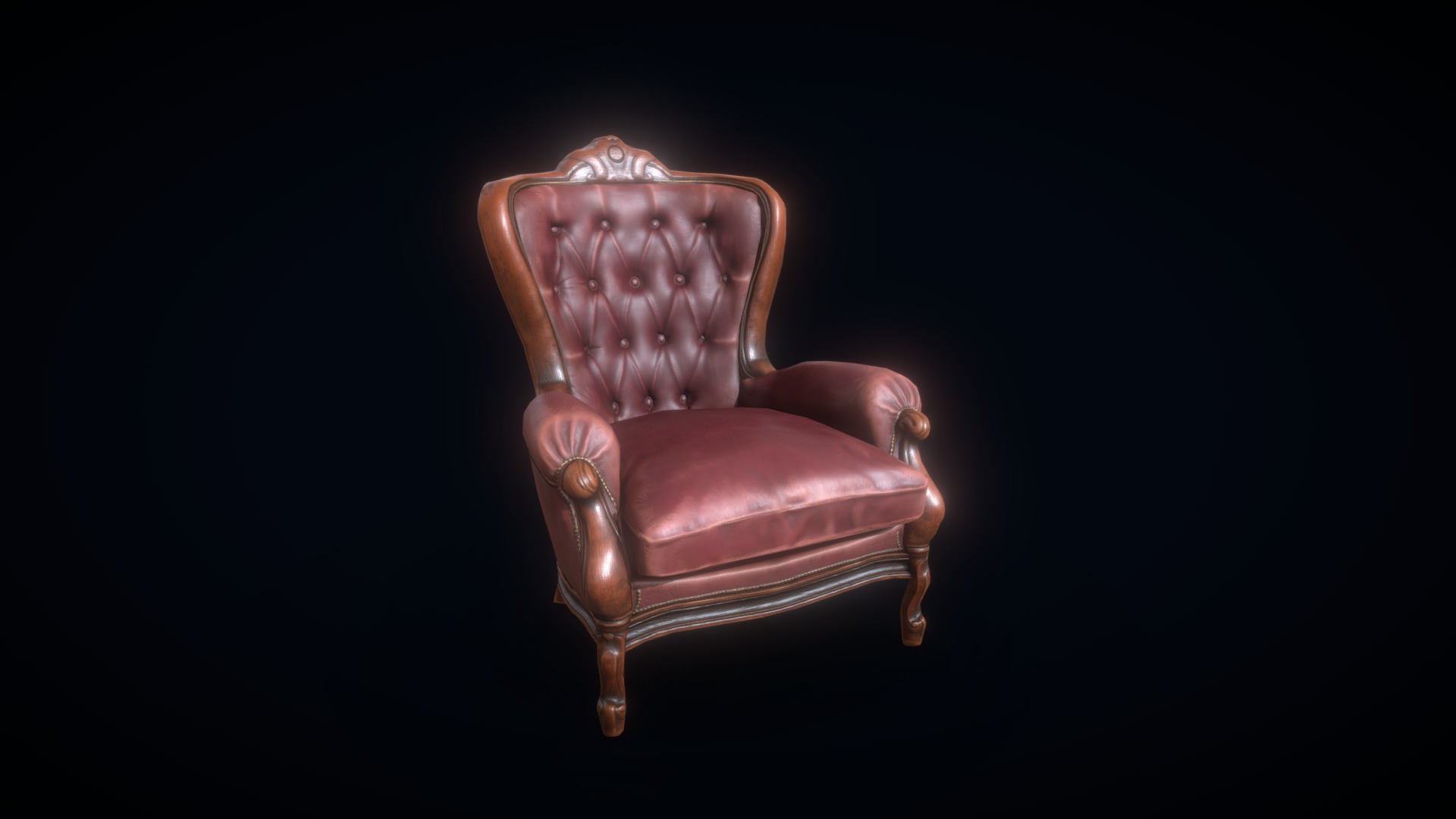 3D model Vintage_chair - This is a 3D model of the Vintage_chair. The 3D model is about a brown leather chair.