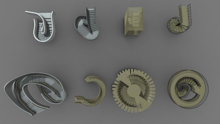 Various Irregular staircase pack 3D Model