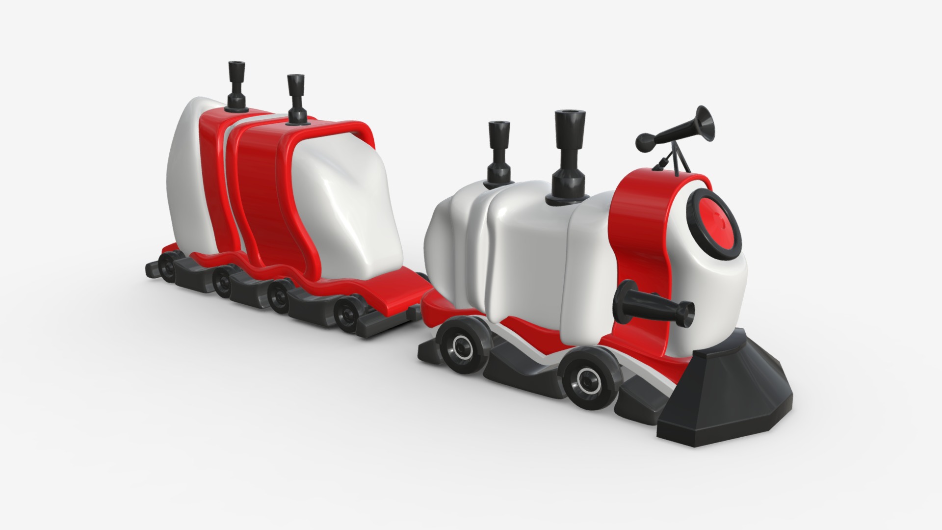 3D model Toy train - This is a 3D model of the Toy train. The 3D model is about a red and white lawnmower.
