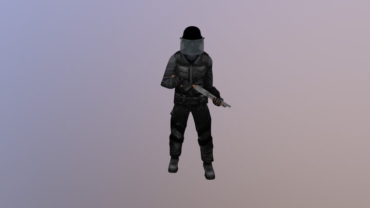 Shortgun Police SWAT Animations 3D Model