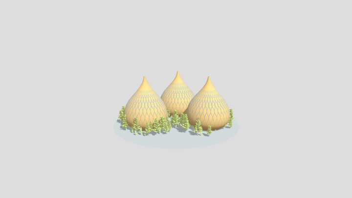 African Basket Inspired Buildings 3D Model