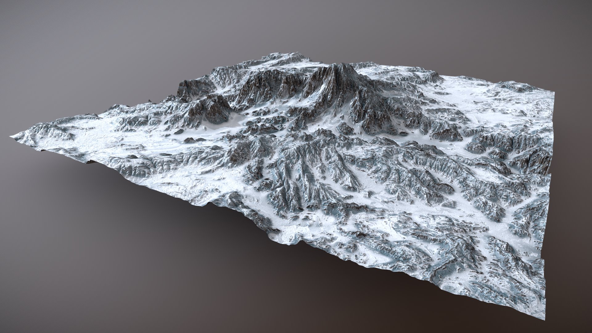 3D model Ice Landscape – Gaea - This is a 3D model of the Ice Landscape - Gaea. The 3D model is about a mountain covered in snow.