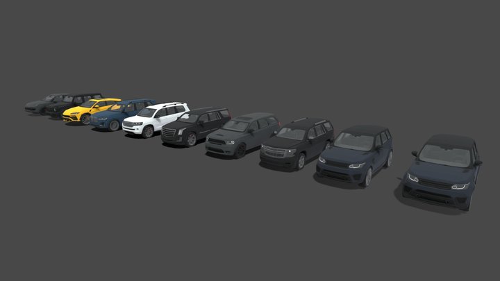 LOW POLY 9 SUV PACK 3D Model