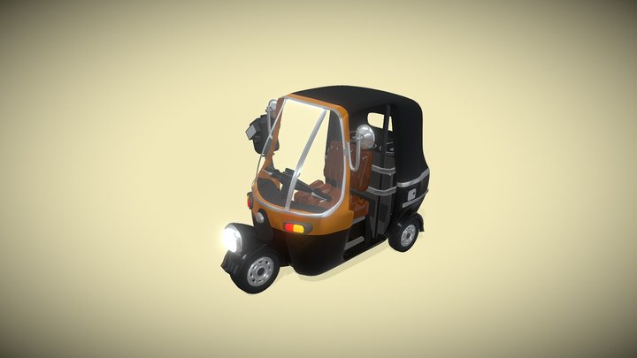 Auto Rickshaw/Rickshaw taxi toon Style 3D Model