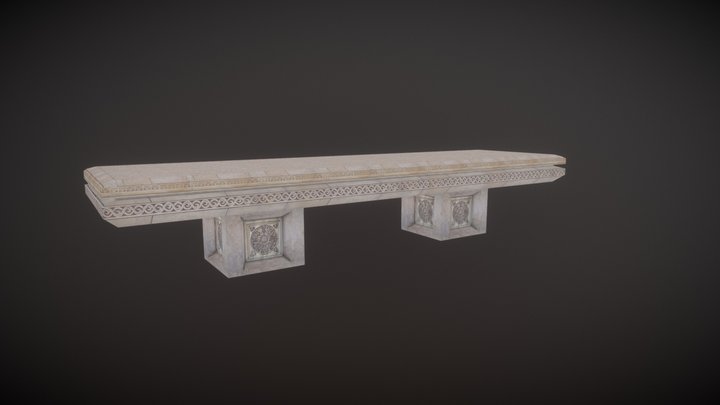 Ancient Bench made with rock 3D Model