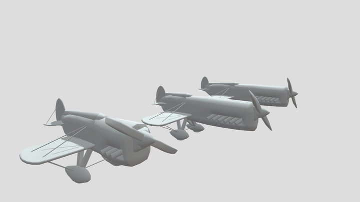 Stylized plane - 3 Versions 3D Model