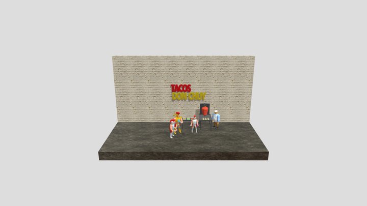 Guerreros medievales y tacos 3D Model
