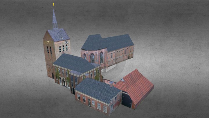 kerk en huizenblok in 't Zand 3D Model
