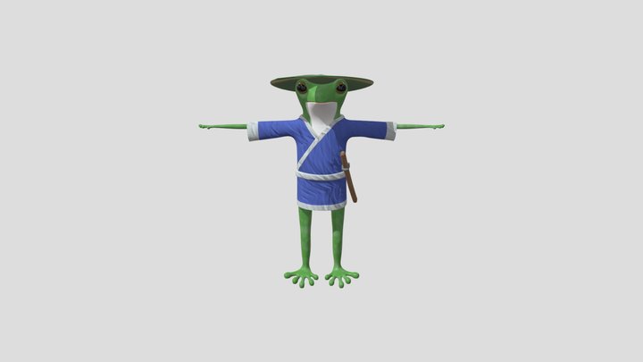 Yoshitsune the Samurai Frog T Pose 3D Model