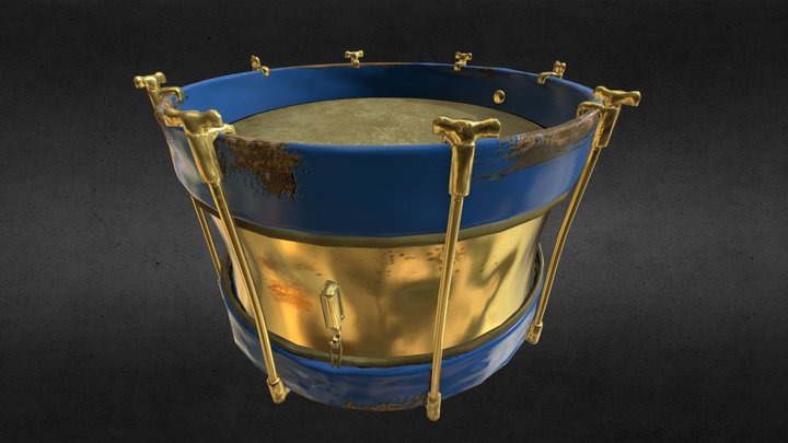 Old Military Snare Drum 3D Model