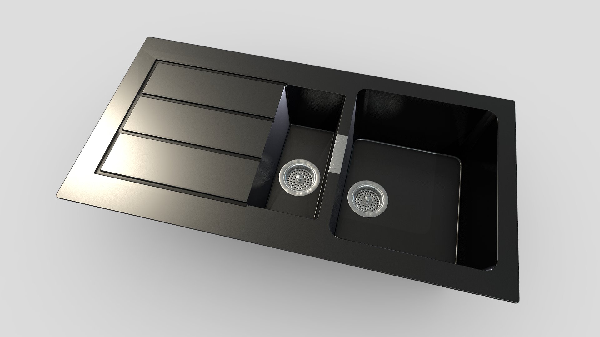 3D model Sink Frankie Two - This is a 3D model of the Sink Frankie Two. The 3D model is about a black rectangular object with a silver circle on the top.