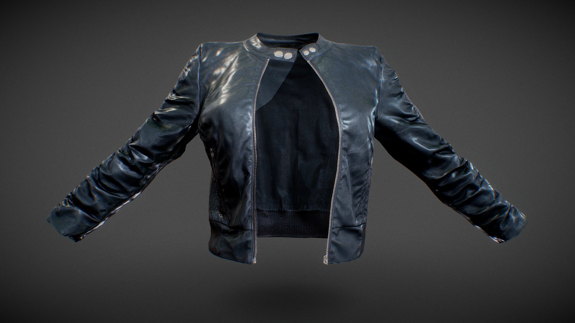 Vintage Jacket Black Leather Zipper - Buy Royalty Free 3D model by ...