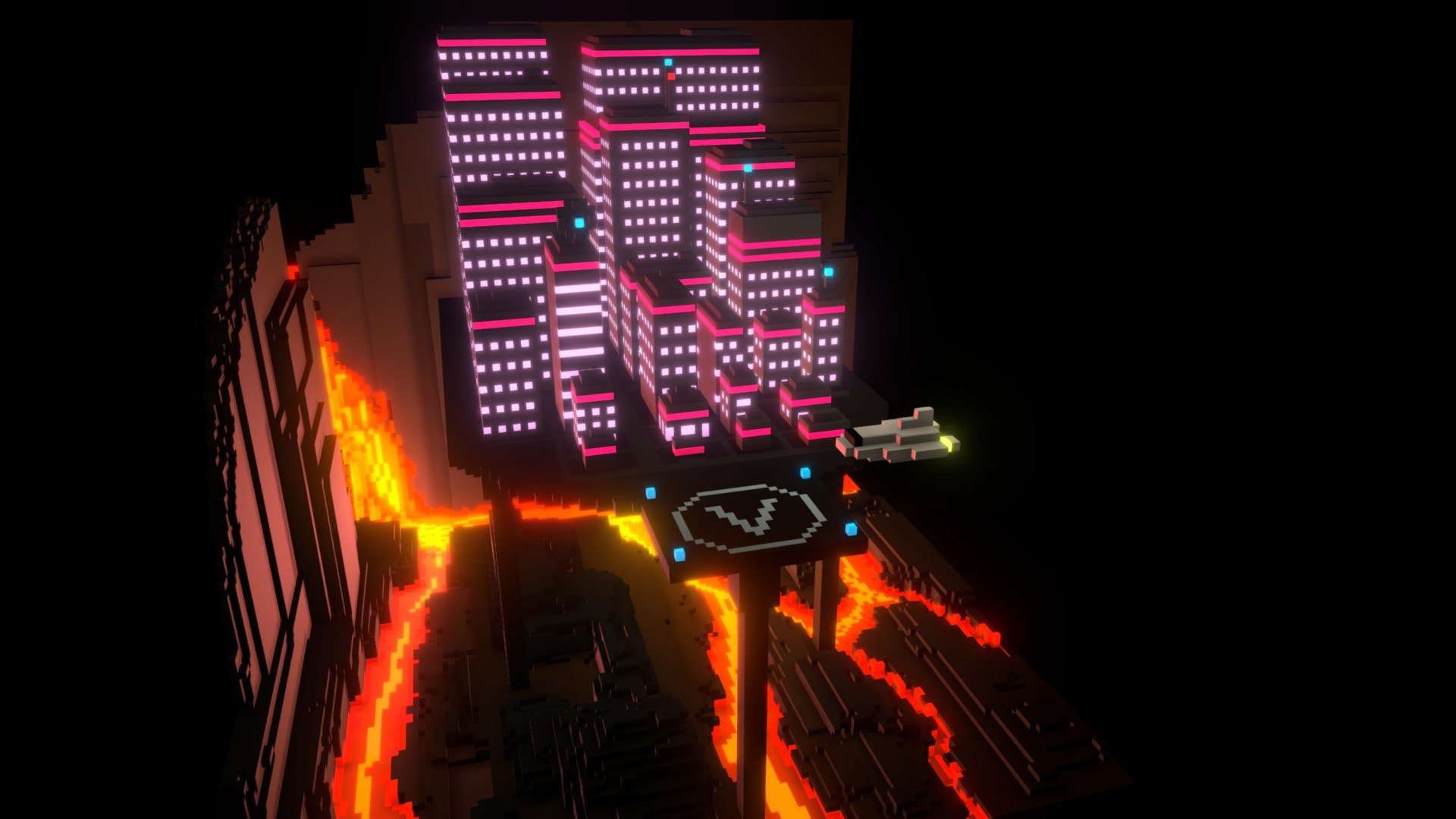 'Scoria' Volcanic Sci-Fi City [Voxel Challenge]