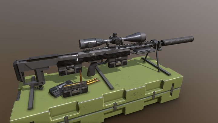 DSR .50 Sniper Rifle 3D Model