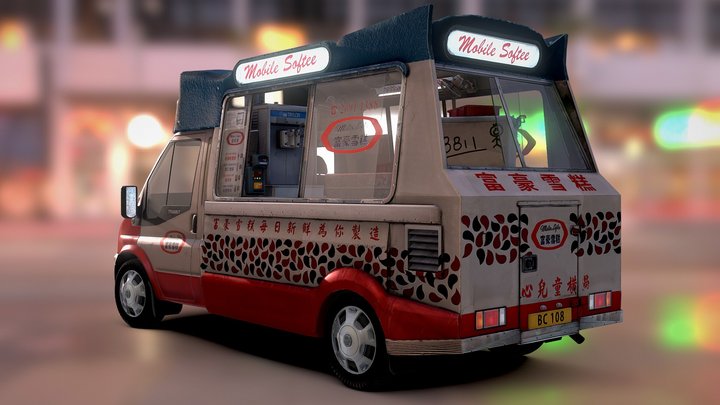 PBR Hong Kong Ice Cream Mobile Softee 香港富豪雪糕車 3D Model