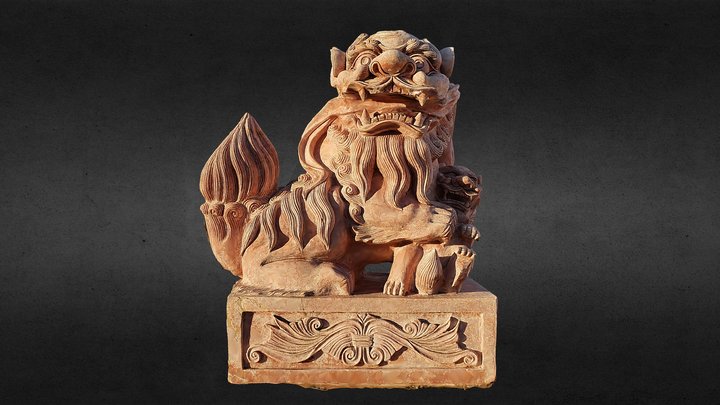Lion & Cub Statue 3D Model