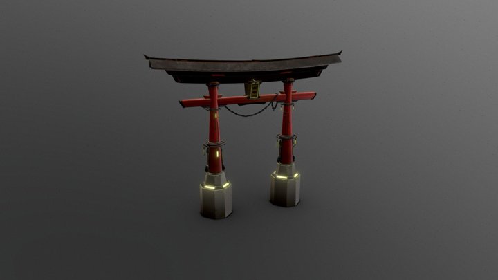 Cyberpunk Stylized Torii 3D Model