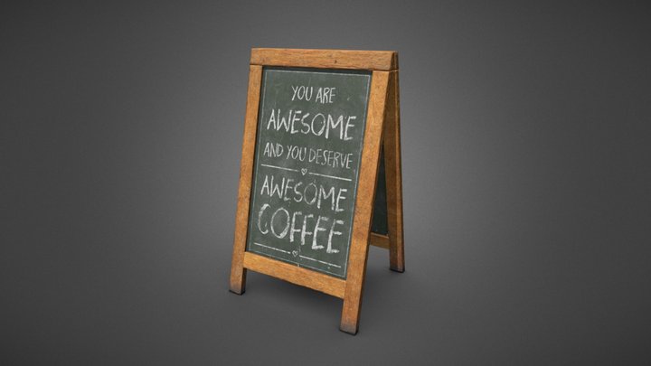 Coffee Shop Blackboard Sign 3D Model