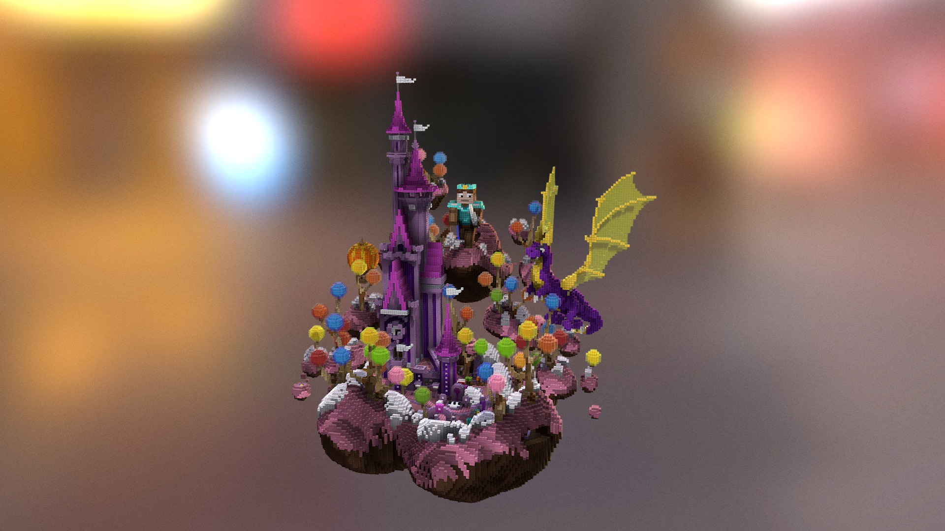 3D model Candy Kingdom Spawn - This is a 3D model of the Candy Kingdom Spawn. The 3D model is about a purple and yellow toy.